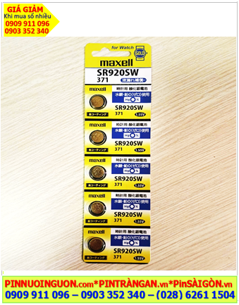 COMBO 01vỉ = 5viên Pin đồng hồ 1.55v Silver Oxide Maxell GOLD SR920SW - Pin 371 (pin được mạ I-ON vàng)